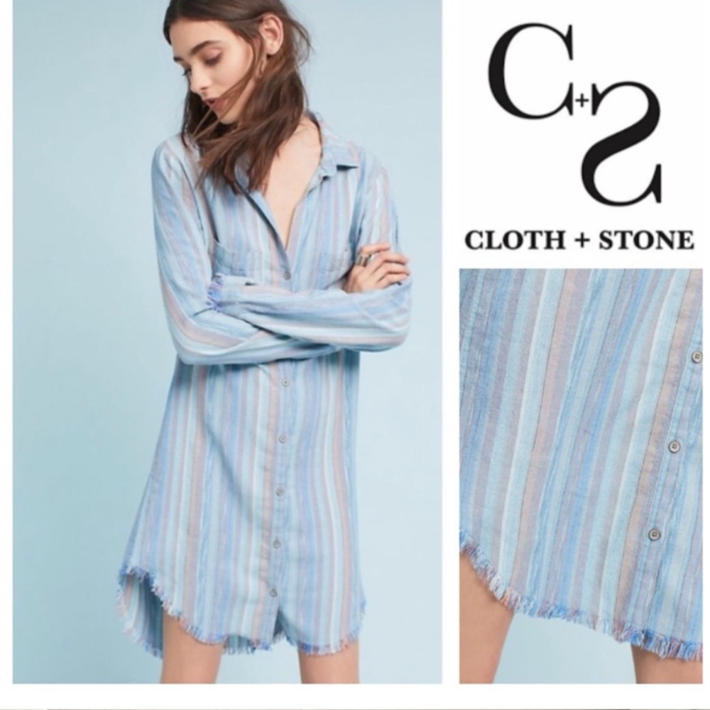Anthropology Cloth & Stone Raw Hem shirtdress (M)